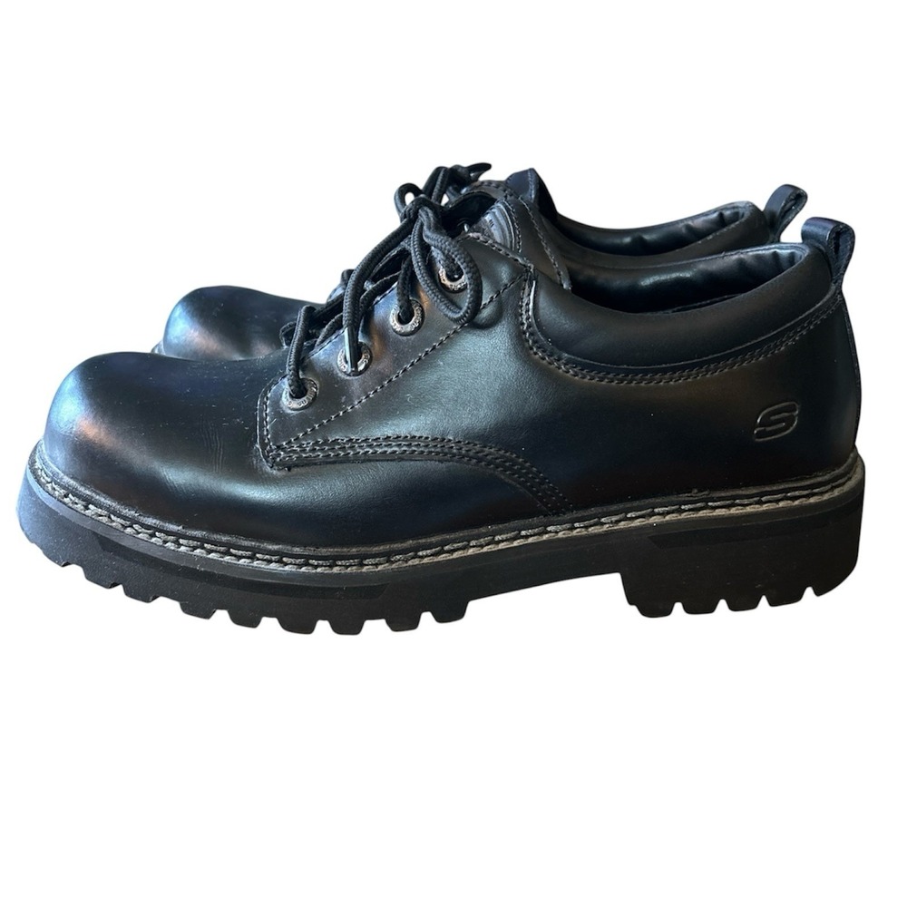 Y2K Skechers Jammer Oxford Chunky Leather Black Platform Vintage Shoes Men's 11